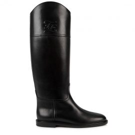 Fendi Karligraphy Black Leather Knee-high Boots