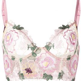 Fleur Du Mal Jardin floral-embroidered longline bra - Pink