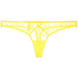 Fleur Du Mal Lily Embroidery Hipster Thong - Yellow
