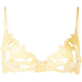 Fleur Du Mal Lily embroidered plunge bra - Yellow