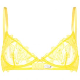 Fleur Du Mal Lily embroidered plunge demi bra - Yellow