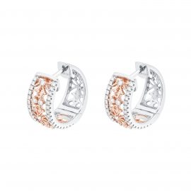 Floresco 18ct White & Rose Gold 0.30ct Diamond Filigree Hoop Earrings