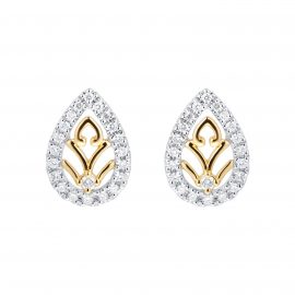 Floresco 18ct White & Yellow Gold 0.20ct Diamond Shape Filigree Stud Earrings