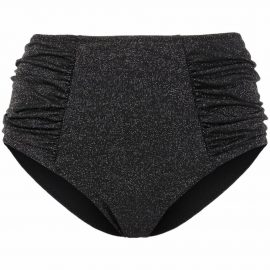 GANNI metallic threading high-waisted bikini bottoms - Black