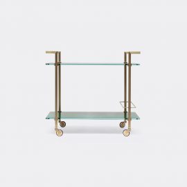 Ghyczy Studio Tableware - 'Pioneer Doris T63S' tea trolley, green and yellow in green, yellow metal/glas
