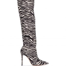 Gianvito Rossi 115mm zebra-print knee-high boots - Brown