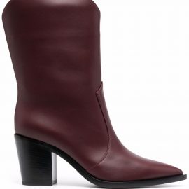 Gianvito Rossi pointed leather boots - Red