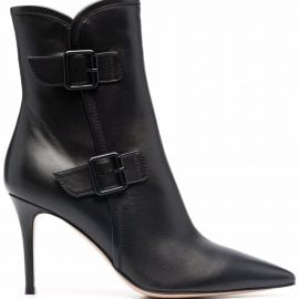 Gianvito Rossi side-buckle pointed boots - Black