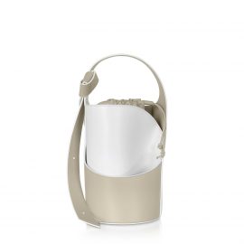 Giaquinto Lily Mini Egret White Bucket Bag