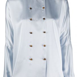 Giorgio Armani double-breasted silk blouse - Blue