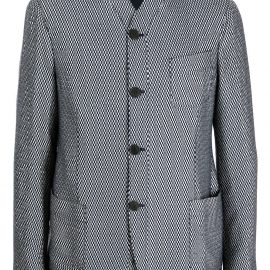 Giorgio Armani gingham-pattern jacquard single-breasted blazer - Blue