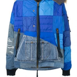 Greg Lauren patchwork padded jacket - Blue