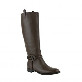 Gucci Brown Interlocking G Leather Knee Boots 338541 2140 - Atterley
