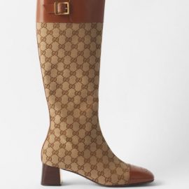 Gucci - Ellis Gg-monogram Canvas Knee-high Boots - Womens - Beige