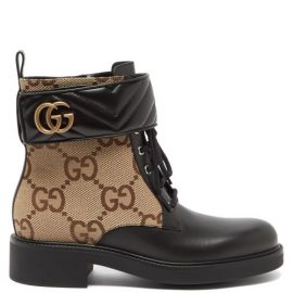 Gucci - GG Marmont Canvas And Leather Ankle Boots - Womens - Black
