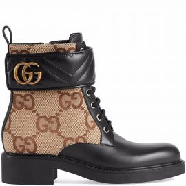 Gucci GG-canvas logo-plaque ankle boots - Black