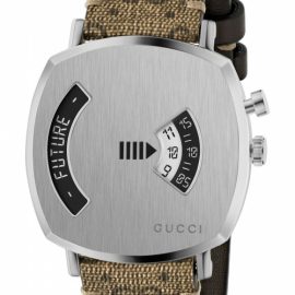 Gucci Grip Watch with a Steel case, 2 windows indicating hour, minute & roulette (chance-future-tenebrae-amour)and a supreme GG canvas strap YA157415