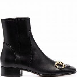 Gucci Horsebit-detail square toe ankle boots - Black