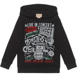 Gucci Kids Gucci Concert-print cotton hoodie - Black