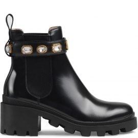 Gucci Leather ankle boot with belt - Black