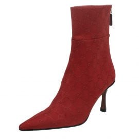Gucci Red GG Canvas Ankle Length Boots Size 38