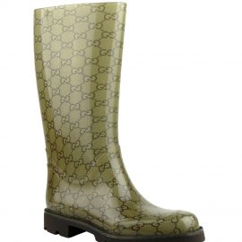 Gucci Women's Guccissima Pattern Light Brown Rubber Rain Boots 248516 8367 - Atterley