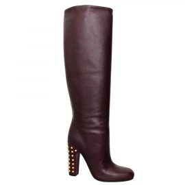 Gucci Women's Leather Knee High Studded Jacquelyne Tall Boots 297199 - Atterley