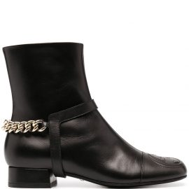 Gucci chain-trim leather ankle boots - Black