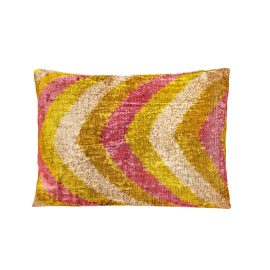 HERITAGE Geneve - Wavy Stripe Velvet Ikat Green & Purple & Silver Heritage Style Cushion
