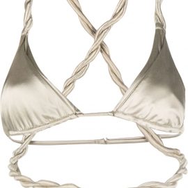 Isa Boulder Vines twisted wraparound bikini top - Silver