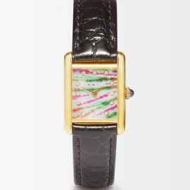 Jacquie Aiche - Vintage Cartier Tank Diamond & Gold-vermeil Watch - Womens - Pink Multi