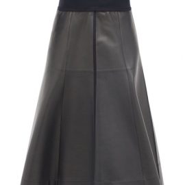 Jil Sander - Fluted-hem Leather Midi Skirt - Womens - Black