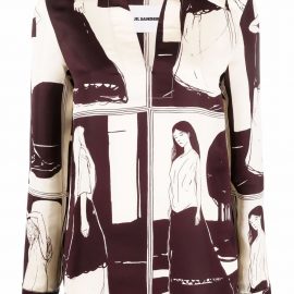 Jil Sander graphic-print spread-collar blouse - Neutrals