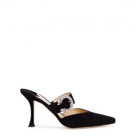 Jimmy Choo Marta 90 Black Suede Mules