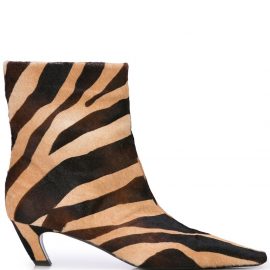 KHAITE The Ankle zebra print boots - Brown