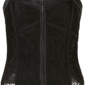 Kiki de Montparnasse grosgrain detail lace corset - Black