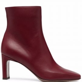 L'Autre Chose square-toe leather ankle boots - Red