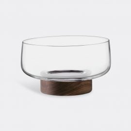 LSA International Tableware - 'City' bowl and walnut base in Clear glass