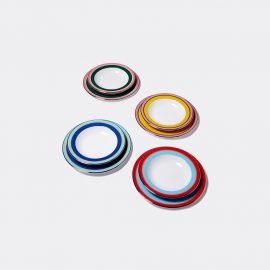 La DoubleJ Tableware - 'Rainbow' soup and dinner plates, set of eight in Rainbow Mix 100% Porcelain