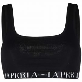 La Perla logo tape sporty bra - Black