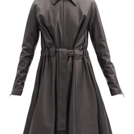 Loewe - Belted Leather Coat - Womens - Black