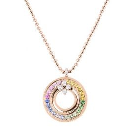 Love In Verona 18K Rose Gold, Mother-Of-Pearl, Diamond & Multicolor Sapphire Pendant Necklace