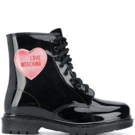 Love Moschino heart patch combat boots - Black