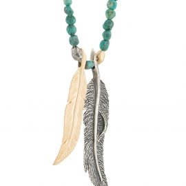 M. Cohen bead chain feather-pendant necklace - Blue