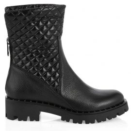 MARC CAIN LEATHER BOOT WITH QUILTED ANKLE