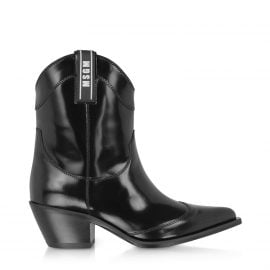 MSGM Black Patent Leather Camperos Boots