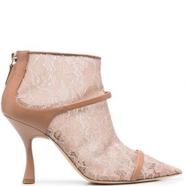 Malone Souliers floral-lace leather-trim ankle boots - Neutrals