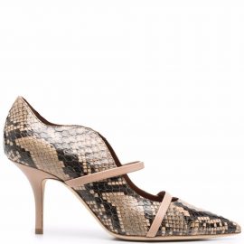 Malone Souliers snakeskin-print pointed pumps - Brown