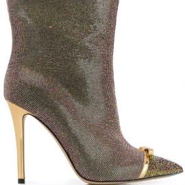Marco De Vincenzo iridescent studded 100mm leather boots - GOLD