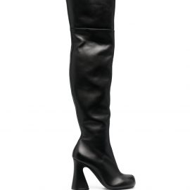 Marni sculpted-heel leather thigh boots - Black